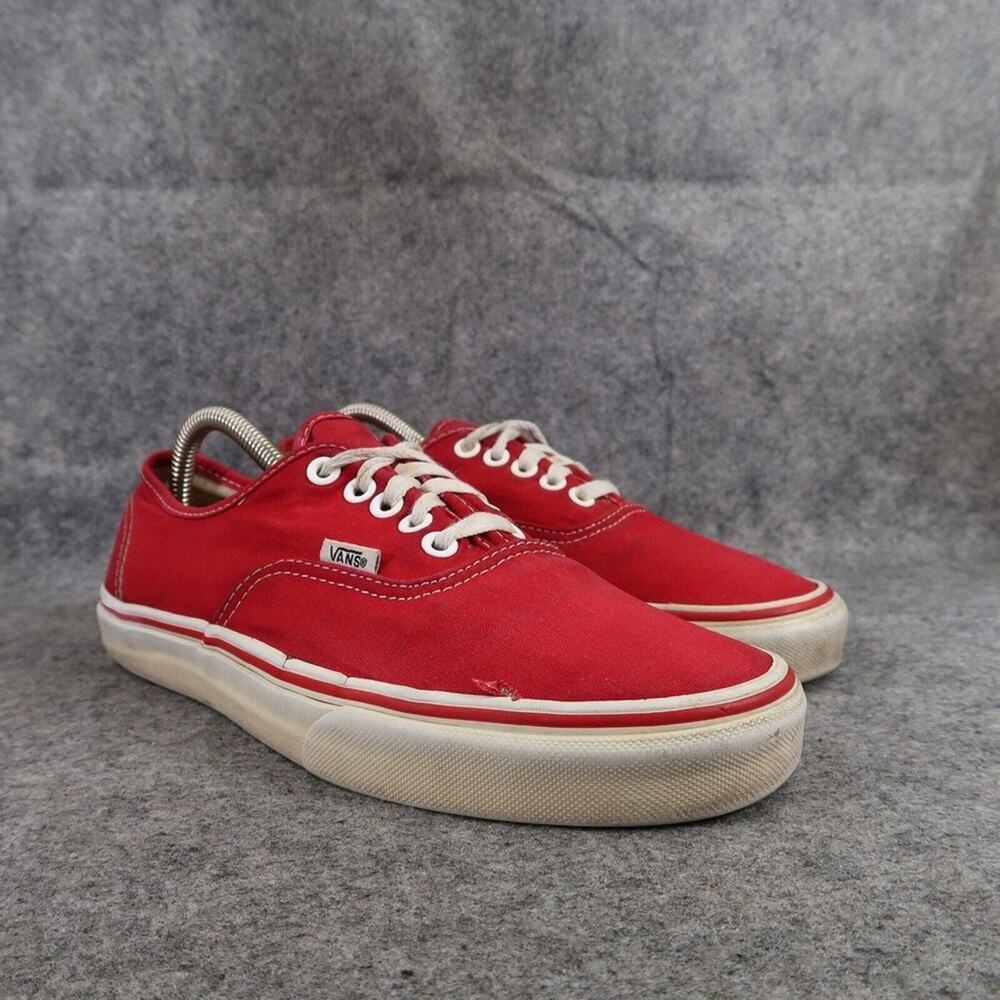 Vans Shoes Womens 9.5 Sneakers Authentic Skate Casual Red Canvas Low Active Logo
